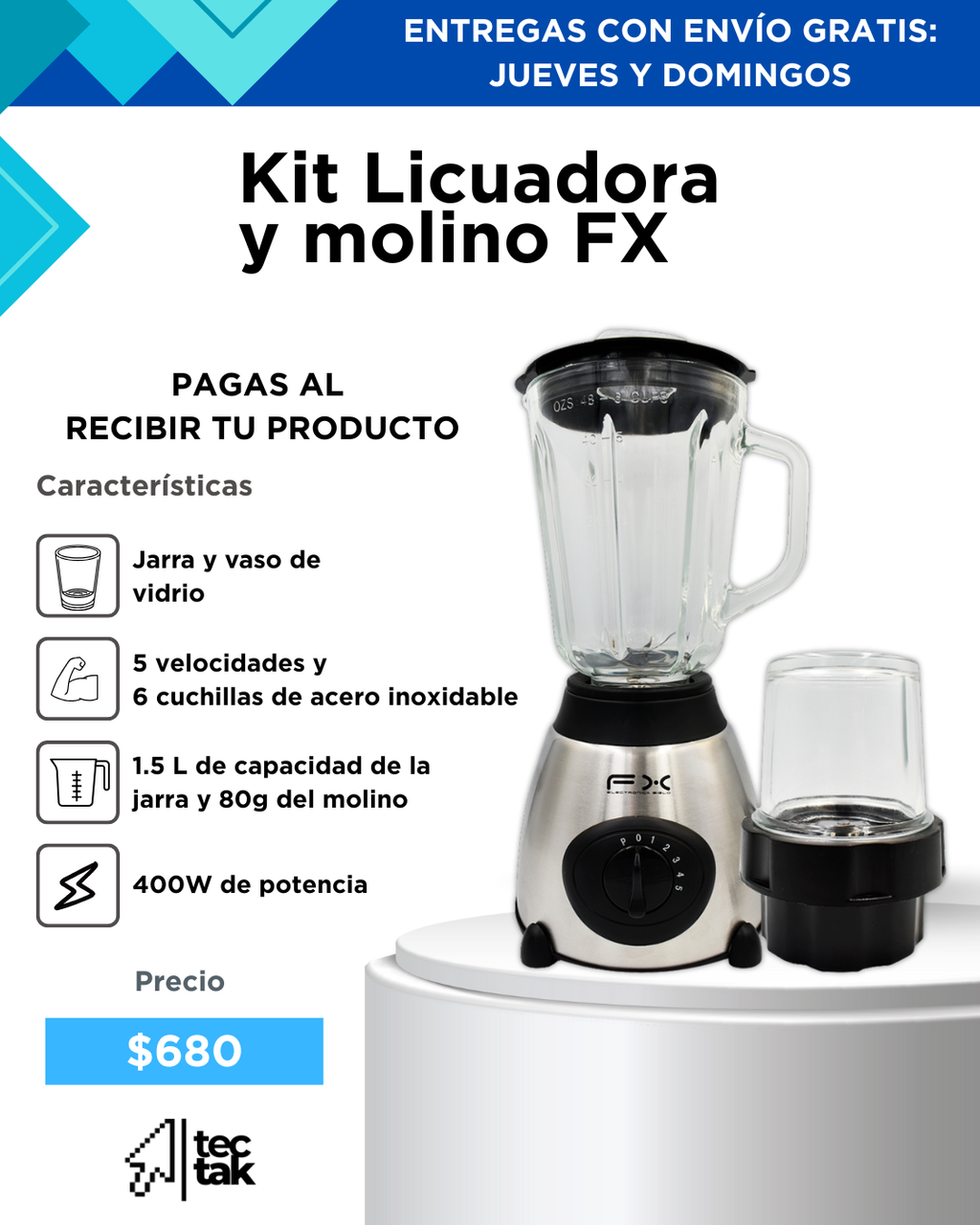 Licuadora con molino FX-Y01